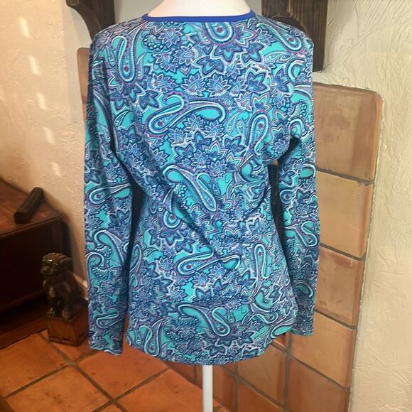 Coolibar Blue/Turquoise/Pink Paisley UPF 50+ Sun Protection Top, size M - Picture 5 of 8